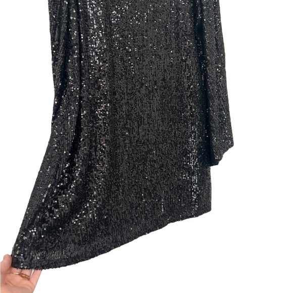 Gianni Bini Black Long Sleeve Sequin Mini Dress Bell Sleeve Size M - Picture 5 of 13